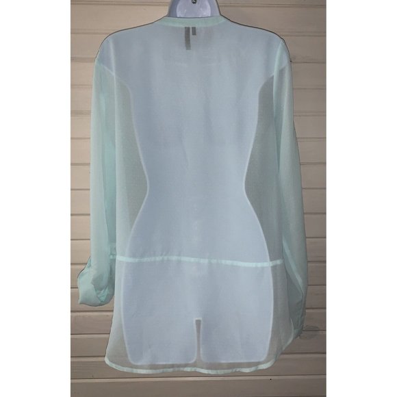 Maurices Sz LARGE Light Green Shirt Tunic Swiss Dot Semi Sheer Popover EUC - Picture 8 of 11